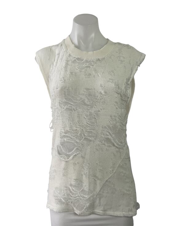 IRO Tops - IRO Jeans Nuala White Sleeveless Crewneck Distressed Muscle Tee Tank Top Size XS